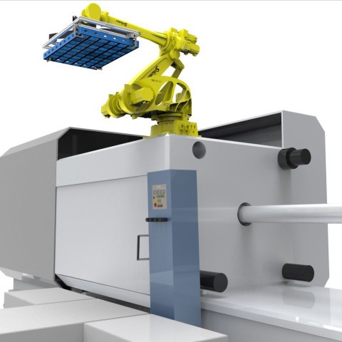 Injection Molding Machine Part Picking with 6 Axis Robot Automation